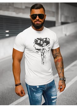 T-shirt męski slim fit biały OZONEE NB/MT3045Z ze sklepu ozonee.pl w kategorii T-shirty męskie - zdjęcie 175896540