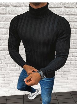 Sweter męski golf czarny OZONEE L/2300 ze sklepu ozonee.pl w kategorii Swetry męskie - zdjęcie 175910094