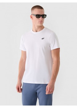 Męski t-shirt basic 4F 4FWMM00TTSHM1843 - biały ze sklepu Sportstylestory.com w kategorii T-shirty męskie - zdjęcie 175923273