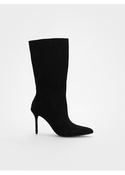 Reserved - Zamszowe kozaki na szpilce - czarny ze sklepu Reserved w kategorii Kozaki damskie - zdjęcie 175928492