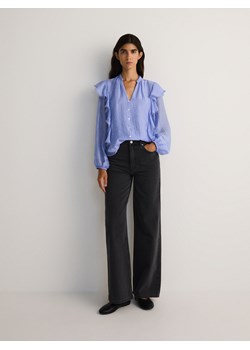 Reserved - Koszula z falbanką z lyocellem - niebieski ze sklepu Reserved w kategorii Koszule damskie - zdjęcie 175929574