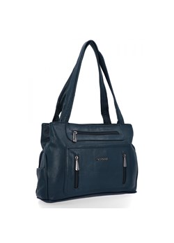 Torebka Damska Shopper Bag firmy Hernan 3892 Granatowa ze sklepu PaniTorbalska w kategorii Torby Shopper bag - zdjęcie 175930912