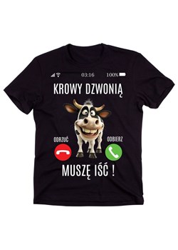 ŚMIESZNA KOSZULKA DLA ROLNIKA - KROWY DZWONIĄ MUSZĘ IŚĆ ze sklepu Time For Fashion w kategorii T-shirty męskie - zdjęcie 175937721