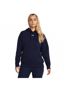 Damska bluza dresowa nierozpinana z kapturem Under Armour UA Rival Fleece Hoodie - granatowa ze sklepu Sportstylestory.com w kategorii Bluzy damskie - zdjęcie 175964080