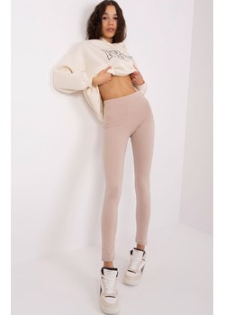 Beżowe legginsy z wysokim stanem LO-LG-LK-546.32, Kolor beżowy, Rozmiar XL, Rue Paris ze sklepu Primodo w kategorii Spodnie damskie - zdjęcie 175978851