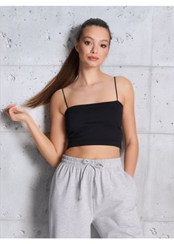 Sinsay - Crop top prążkowany - czarny ze sklepu Sinsay w kategorii Bluzki damskie - zdjęcie 176007130