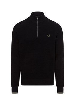 Fred Perry Męski sweter z dzianiny Mężczyźni Bawełna czarny jednolity ze sklepu vangraaf w kategorii Swetry męskie - zdjęcie 176014222