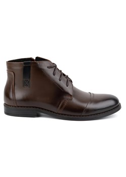 Olivier Buty męskie zimowe eleganckie trzewiki 282LU ciemny brąz brązowe ze sklepu ButyModne.pl w kategorii Buty zimowe męskie - zdjęcie 176027114