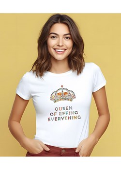 WOOOP Koszulka &quot;Queen of effing everything&quot; w kolorze białym ze sklepu Limango Polska w kategorii Bluzki damskie - zdjęcie 176029882