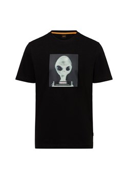 BOSS Orange Koszulka męska - Obcy Mężczyźni Bawełna czarny jednolity ze sklepu vangraaf w kategorii T-shirty męskie - zdjęcie 176039551