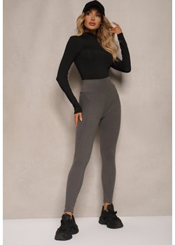 Ciemnoszare  Legginsy High Waist z Metaliczną Ozdobą Batila ze sklepu Renee odzież w kategorii Spodnie damskie - zdjęcie 176041394