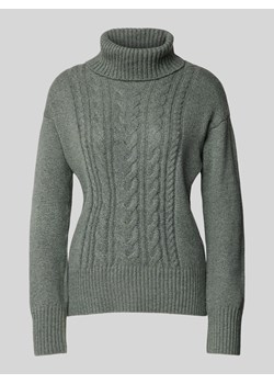 Sweter z wywijanym kołnierzem ze ściegiem warkoczowym ze sklepu Peek&Cloppenburg  w kategorii Swetry damskie - zdjęcie 176045692