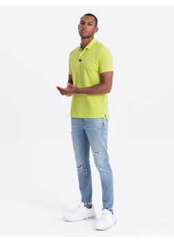 Koszulka męska polo z kołnierzykiem - limonkowa V8 S1745 ze sklepu ombre w kategorii T-shirty męskie - zdjęcie 176058721