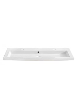Prostokątna umywalka ceramiczna Defires 120 CM - Biała ze sklepu Edinos.pl w kategorii Meble łazienkowe - zdjęcie 176064802