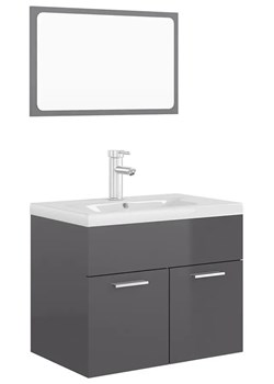 Zestaw mebli łazienkowych z umywalką 60 cm i baterią szary połysk - Tito 5X - id: 46876 - marki Elior - 176065814 Zestaw mebli łazienkowych z umywalką 60 cm i baterią szary połysk - Tito 5X ze sklepu Edinos.pl w kategorii Dom - zdjęcie 176065814