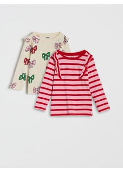 Sinsay - Koszulka z długimi rękawami 2 pack - kremowy ze sklepu Sinsay w kategorii Koszulki niemowlęce - zdjęcie 176069771