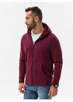 Bluza męska rozpinana hoodie z nadrukami - bordowa V5 B1423 ze sklepu ombre w kategorii Bluzy męskie - zdjęcie 176080304