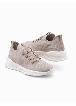 Wsuwane męskie buty sneakersy wykonane z lekkich materiałów - beżowe V3 OM-FOKS-0149 ze sklepu ombre w kategorii Buty sportowe męskie - zdjęcie 176080981