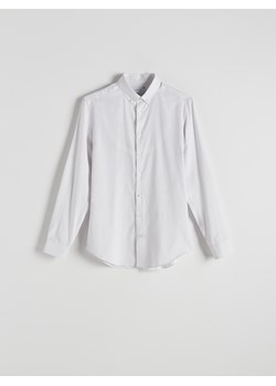 Reserved - Koszula slim fit z domieszką lnu - jasnoszary ze sklepu Reserved w kategorii Koszule męskie - zdjęcie 176084932