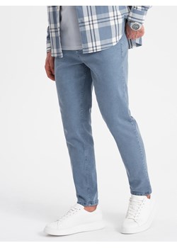 Spodnie męskie jeansowe bez przetarć SLIM FIT - niebieskie V3 OM-PADP-0148 ze sklepu ombre w kategorii Jeansy męskie - zdjęcie 176238002