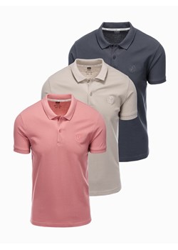 Zestaw koszulek męskich polo z dzianiny pique 3-pak - mix V3 Z28 ze sklepu ombre w kategorii T-shirty męskie - zdjęcie 176238072