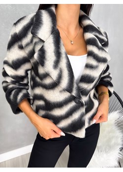 Beżowo-Czarny Krótki Płaszczyk ze sklepu ModnaKiecka.pl w kategorii Płaszcze damskie - zdjęcie 176238262