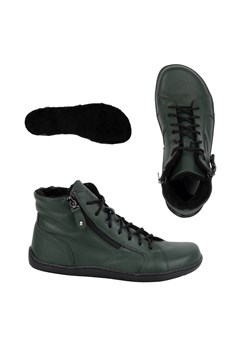 Damskie minimalistyczne buty skórzane zimowe barefoot 1261 zielone ze sklepu butyolivier w kategorii Półbuty damskie - zdjęcie 176238990