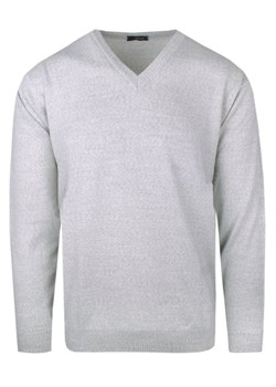 Męski Sweter Wełniany (V-neck) - Max Sheldon - Jasny Popiel SWKNGS10443melanzjasszaryV ze sklepu JegoSzafa.pl w kategorii Swetry męskie - zdjęcie 176245810