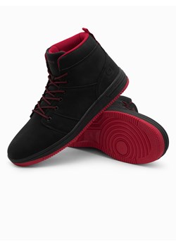 Buty męskie ocieplane sneakersy za kostkę - czarne V2 OM-FOSH-0123 ze sklepu ombre w kategorii Buty zimowe męskie - zdjęcie 176245994