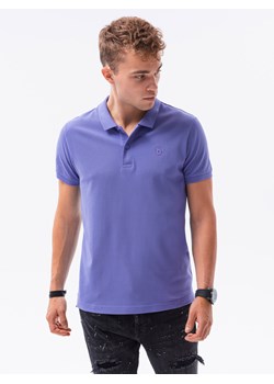 Koszulka męska polo z dzianiny pique - fioletowy V12 S1374 ze sklepu ombre w kategorii T-shirty męskie - zdjęcie 176246344