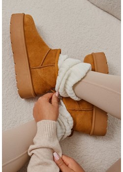 Brązowe Wsuwane Śniegowce na Platformie z Krótką Cholewką Arinara - id: 344915 - marki born2be - 176250432 Brązowe Wsuwane Śniegowce na Platformie z Krótką Cholewką Arinara ze sklepu born2be.pl w kategorii Śniegowce damskie - zdjęcie 176250432