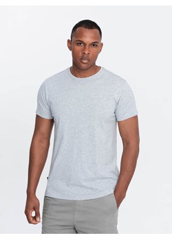 Męski klasyczny bawełniany T-shirt BASIC - szary melanż V5 OM-TSBS-0146 ze sklepu ombre w kategorii T-shirty męskie - zdjęcie 176261411