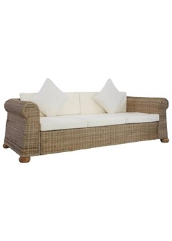 Brązowa 3-osobowa sofa z rattanu - Asha ze sklepu Edinos.pl w kategorii Sofy i kanapy - zdjęcie 176263813