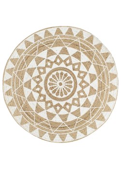 Biały dywanik w geometryczny wzór 120 cm N4-K96 ze sklepu Edinos.pl w kategorii Dywany - zdjęcie 176264160