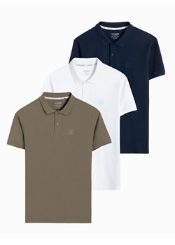 Zestaw koszulek męskich polo z dzianiny pique 3-pak - mix V24 Z28 ze sklepu ombre w kategorii T-shirty męskie - zdjęcie 176265890