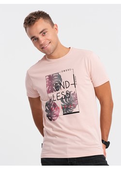 T-shirt męski z nadrukiem - jasnoróżowy V2 OM-TSPT-0131 (PALE ROSE) ze sklepu Edoti w kategorii T-shirty męskie - zdjęcie 176266360