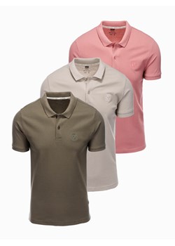 Zestaw koszulek męskich polo z dzianiny pique 3-pak - mix V5 Z28 ze sklepu ombre w kategorii T-shirty męskie - zdjęcie 176276301