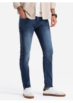 Dopasowane męskie spodnie jeansowe SLIM FIT z elastanem – niebieskie V1 OM-PADP-0214 ze sklepu ombre w kategorii Jeansy męskie - zdjęcie 176276361