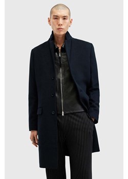 AllSaints płaszcz z domieszką wełny HAL COAT kolor granatowy przejściowy M005OZ ze sklepu ANSWEAR.com w kategorii Płaszcze damskie - zdjęcie 176283122