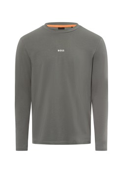 BOSS Orange Męska koszulka z długim rękawem - TChark Mężczyźni Bawełna szary jednolity ze sklepu vangraaf w kategorii T-shirty męskie - zdjęcie 176286493