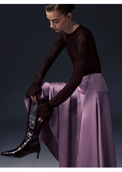 Reserved - Skórzane kozaki z wiązaniem - bordowy ze sklepu Reserved w kategorii Kozaki damskie - zdjęcie 176286661