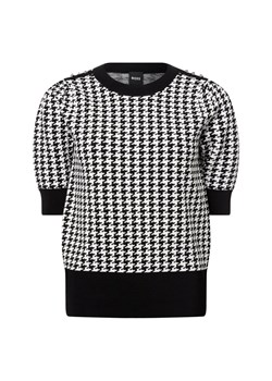 BOSS Damski sweter z krótkim rękawem - Fantilina Kobiety Sztuczne włókno czarny wzorzysty ze sklepu vangraaf w kategorii Swetry damskie - zdjęcie 176289482