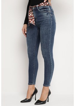 Niebieskie Jeansy Skinny Push Up z Wiązanym Paskiem Senamia ze sklepu Born2be Odzież w kategorii Jeansy damskie - zdjęcie 176293674