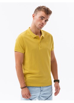 Koszulka męska polo z dzianiny pique - żółty S1374 ze sklepu ombre w kategorii T-shirty męskie - zdjęcie 176297951