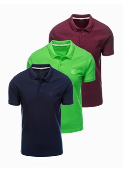 Zestaw koszulek męskich polo z dzianiny pique 3-pak - mix V12 Z28 ze sklepu ombre w kategorii T-shirty męskie - zdjęcie 176298163