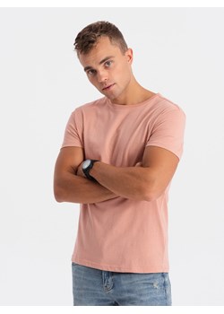 T-shirt męski bawełniany BASIC - różowy V9 S1370 ze sklepu ombre w kategorii T-shirty męskie - zdjęcie 176298191