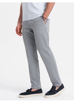 Eleganckie męskie spodnie chino SLIM FIT - jasnoszare V1 OM-PACP-0191 ze sklepu ombre w kategorii Spodnie męskie - zdjęcie 176299674