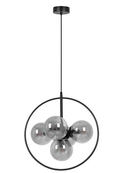 Czarno-grafitowa szklana lampa wisząca w metalowym okręgu - 6X A690 B8-S35 ze sklepu Edinos.pl w kategorii Lampy wiszące - zdjęcie 176301870