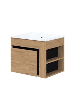 Szafka pod umywalkę meblową dąb złoty - Maurell 3X 60 cm ze sklepu Edinos.pl w kategorii Szafki i regały łazienkowe - zdjęcie 176301892