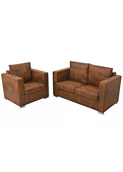 2-osobowa sofa oraz fotel - Lemis ze sklepu Edinos.pl w kategorii Sofy i kanapy - zdjęcie 176302022
